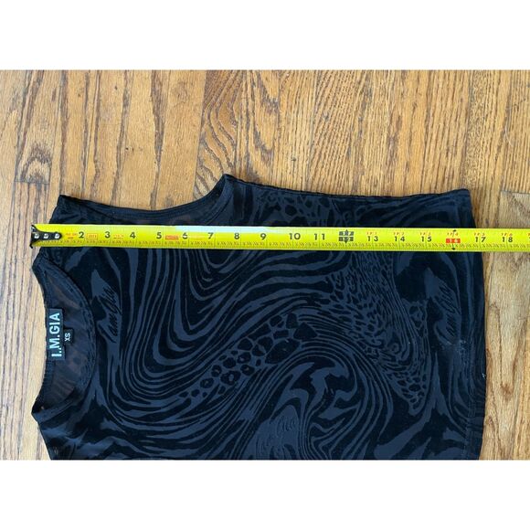 I.AM.GIA. Black Sheer Zip Zag Pattern Club Rave Tank Top Shirt Women's Size XS - Picture 7 of 8